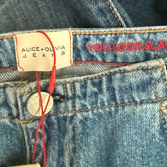 Alice and Olivia Slay Low Rise Wide Leg Jeans Celine Vintage - Picture 4 of 8